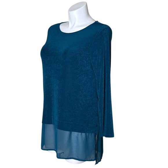 Chico's Travelers Bateau Neck Chiffon Hem Tunic Long Sleeve Women's 2 (US 12/14) - Picture 6 of 8